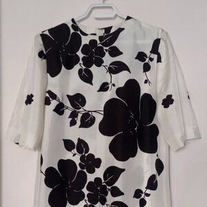 vintage floral dress black and off white